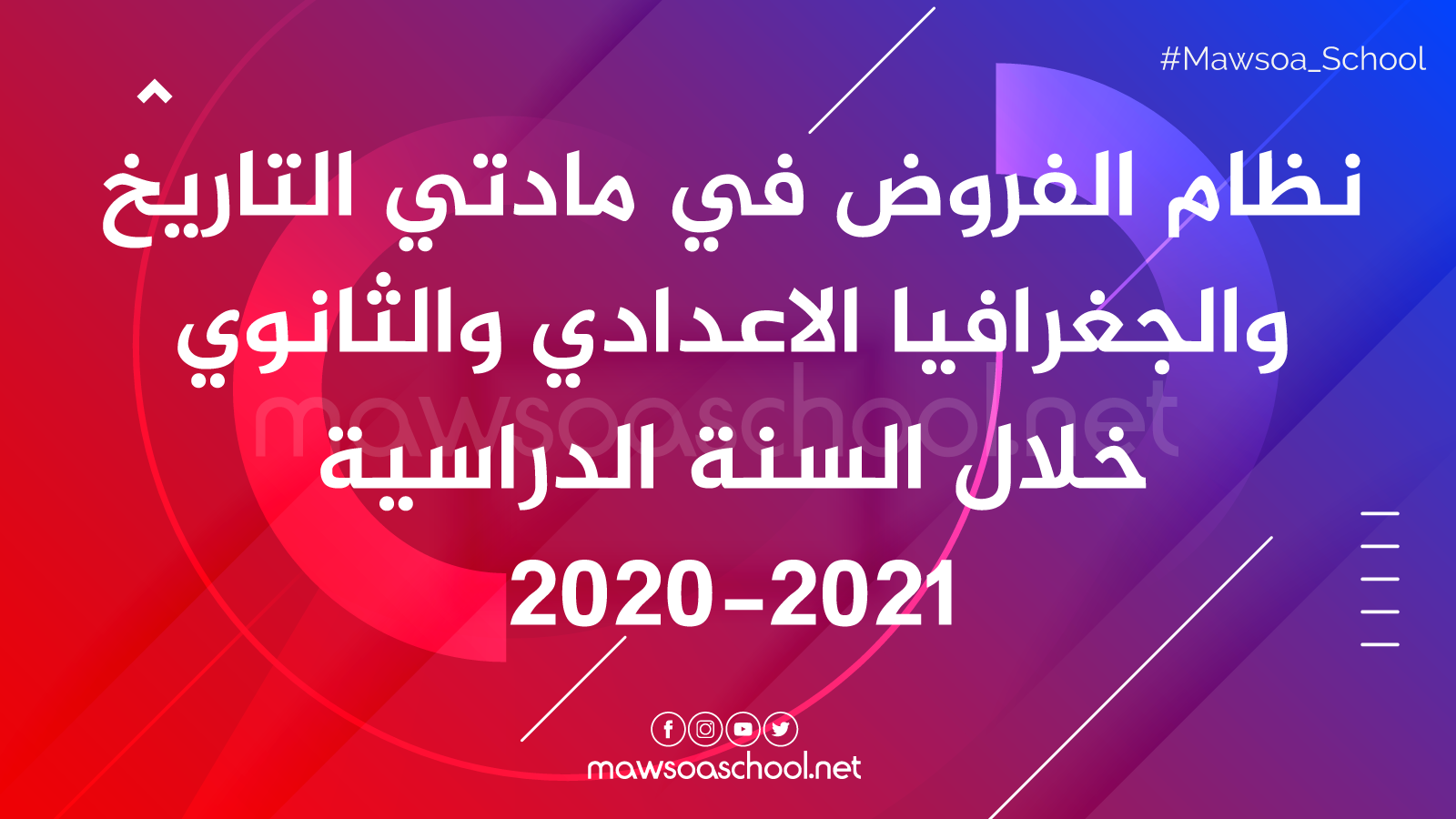 نظام الفروض في مادتي التاريخ والجغرافيا الاعدادي والثانوي خلال السنة الدراسية 2020-2021